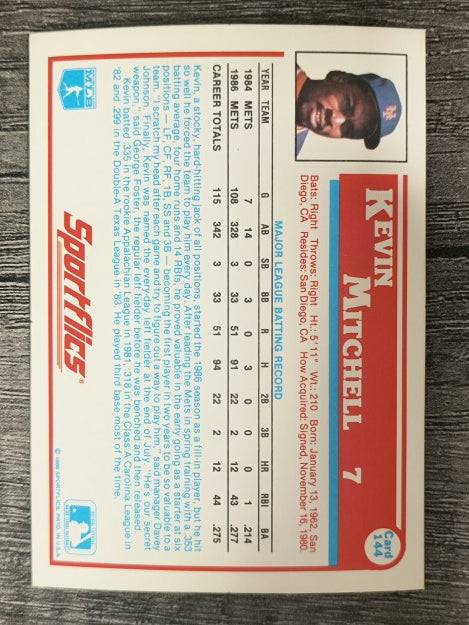 1987 Sportflics #144 Kevin Mitchell