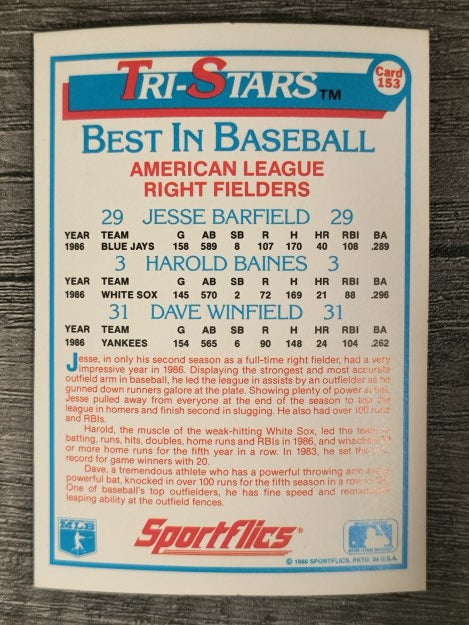1987 Sportflics #153 Tri-Stars Dave Winfield