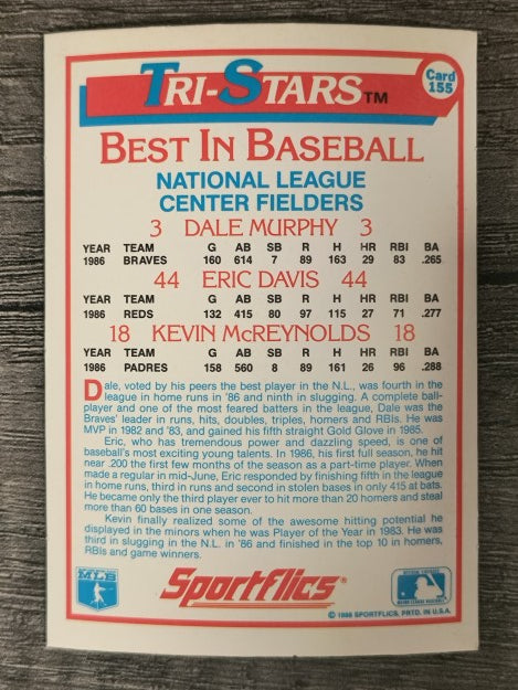1987 Sportflics #155 Tri-Stars Dale Murphy