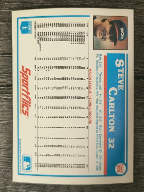 1987 Sportflics #200 Steve Carlton