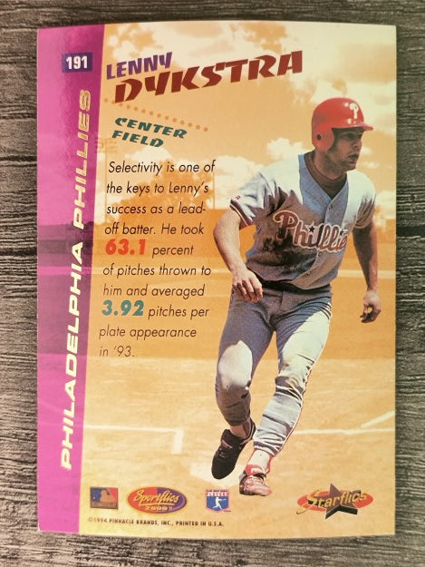 1994 Sportflics #191 Lenny Dykstra AS