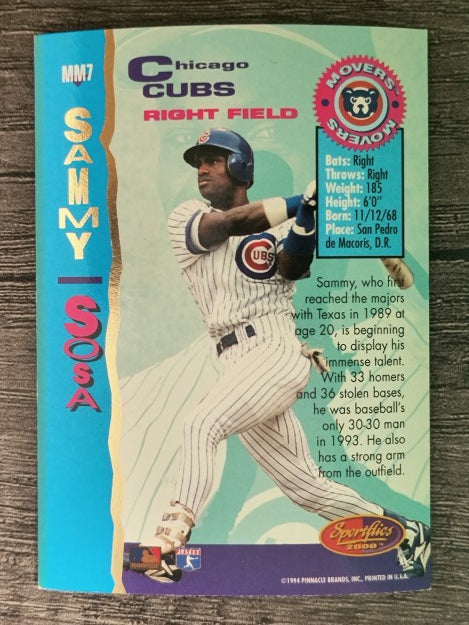1994 Sportflics Movers #MM7 Sammy Sosa