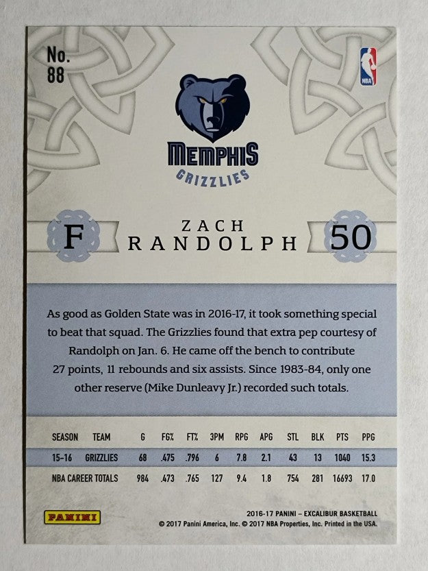 2016-17 Panini Excalibur Marquis #88 Zach Randolph