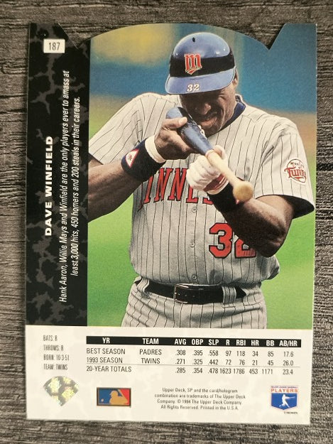 1994 SP Die Cuts #187 Dave Winfield