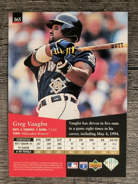 1995 SP #165 Greg Vaughn