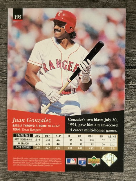 1995 SP #195 Juan Gonzalez