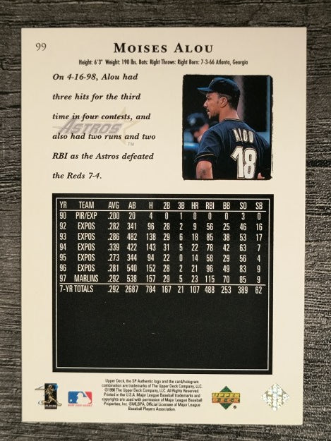 1998 SP Authentic #99 Moises Alou