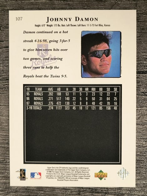 1998 SP Authentic #107 Johnny Damon