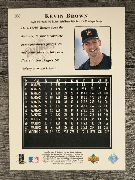1998 SP Authentic #166 Kevin Brown