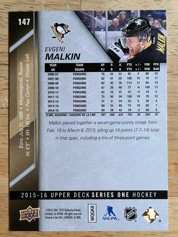 2015-16 Upper Deck #147 Evgeni Malkin
