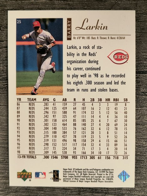 1999 SP Authentic #25 Barry Larkin