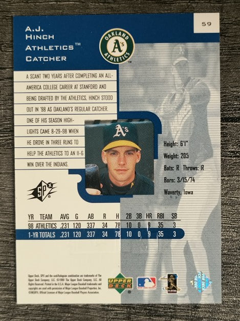 1999 SPx #59 A.J. Hinch