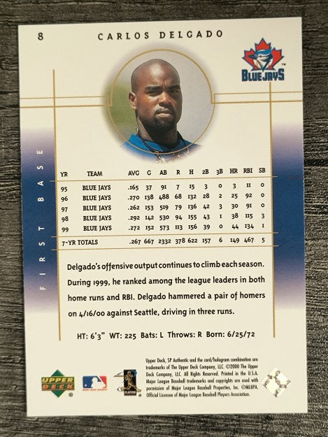 2000 SP Authentic #8 Carlos Delgado