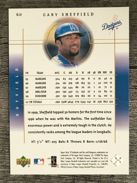2000 SP Authentic #60 Gary Sheffield