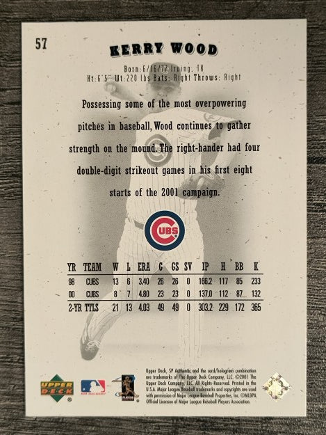2001 SP Authentic #57 Kerry Wood