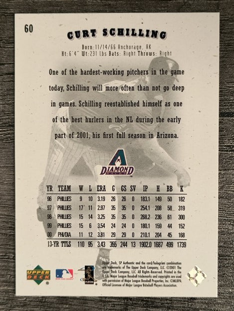 2001 SP Authentic #60 Curt Schilling