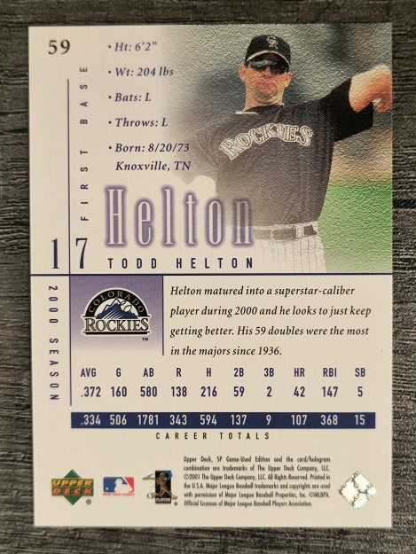 2001 SP Game Used Edition #59 Todd Helton (NM)