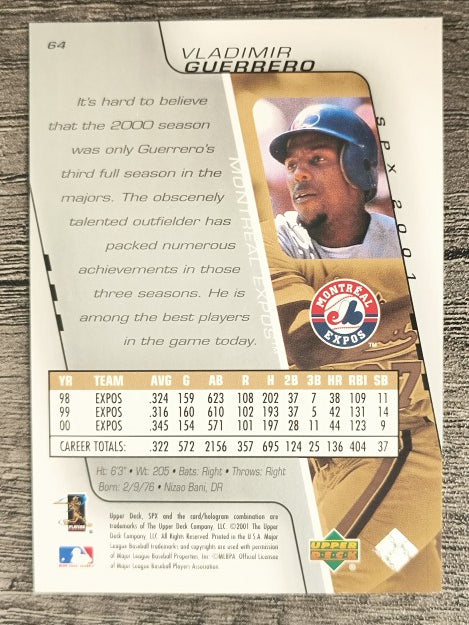 2001 SPx #64 Vladimir Guerrero