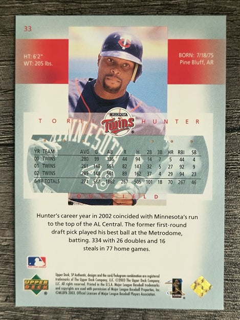 2003 SP Authentic #33 Torii Hunter