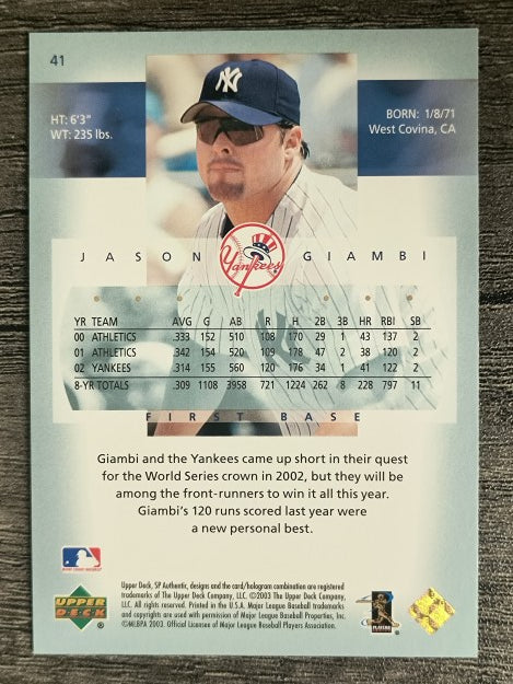 2003 SP Authentic #41 Jason Giambi