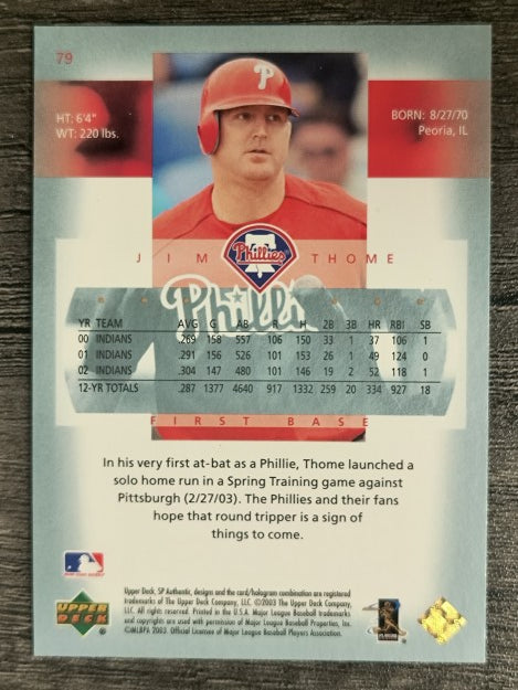 2003 SP Authentic #79 Jim Thome