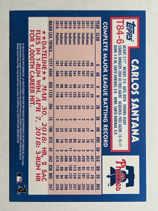 2019 Topps '84 Topps #T846 Carlos Santana