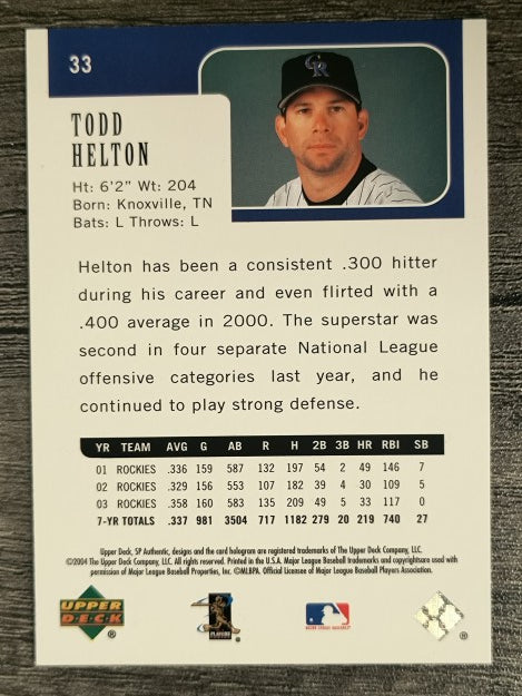 2004 SP Authentic #33 Todd Helton