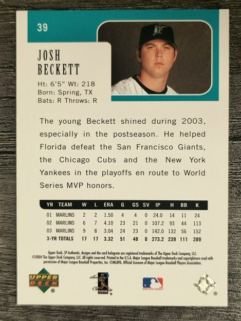 2004 SP Authentic #39 Josh Beckett