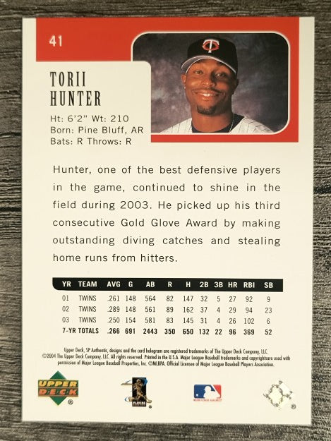 2004 SP Authentic #41 Torii Hunter