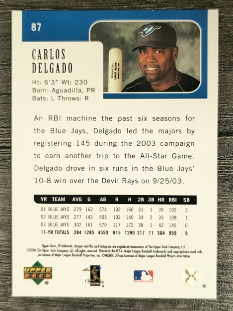 2004 SP Authentic #87 Carlos Delgado