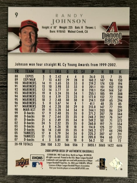 2008 SP Authentic #9 Randy Johnson