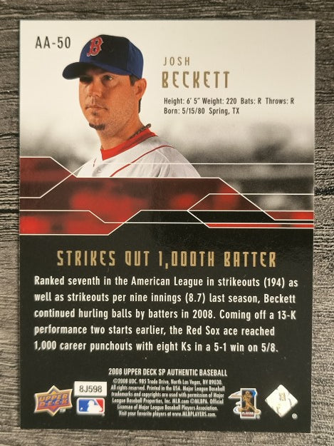 2008 SP Authentic Authentic Achievements #AA50 Josh Beckett