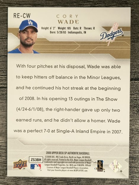 2008 SP Authentic Rookie Exclusives #CW Cory Wade