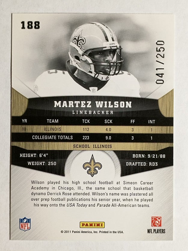 2011 Panini Gridiron Gear Silver O's #188 Martez Wilson /250