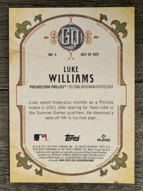 2022 Topps Gypsy Queen #5 Luke Williams RC