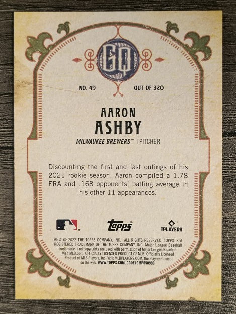 2022 Topps Gypsy Queen #49 Aaron Ashby RC