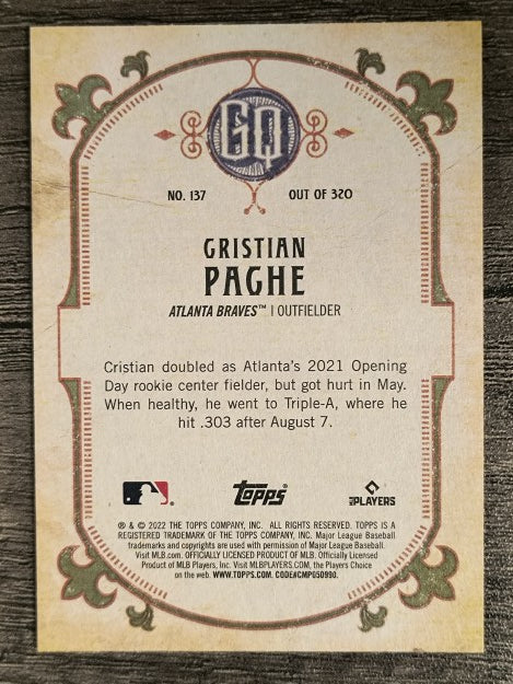 2022 Topps Gypsy Queen #137 Cristian Pache