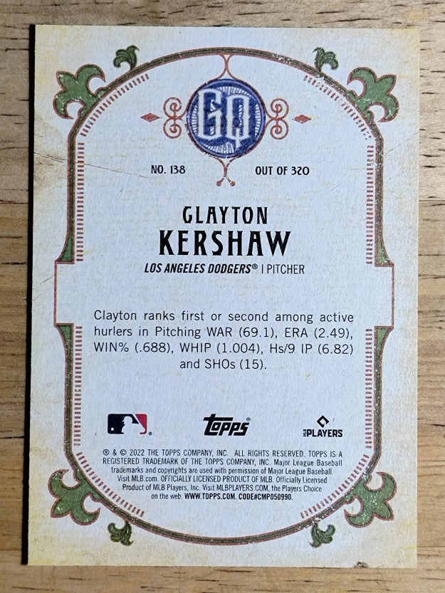 2022 Topps Gypsy Queen #138 Clayton Kershaw