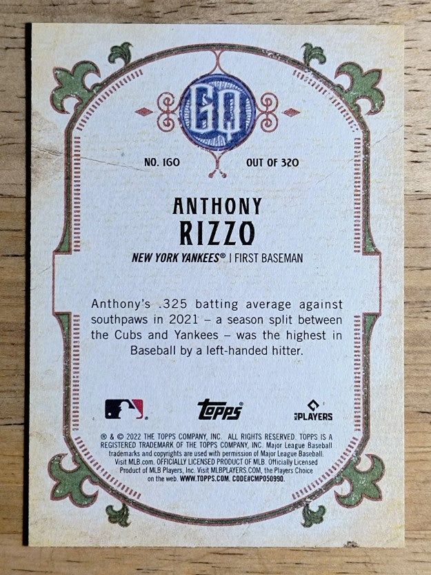 2022 Topps Gypsy Queen #160 Anthony Rizzo