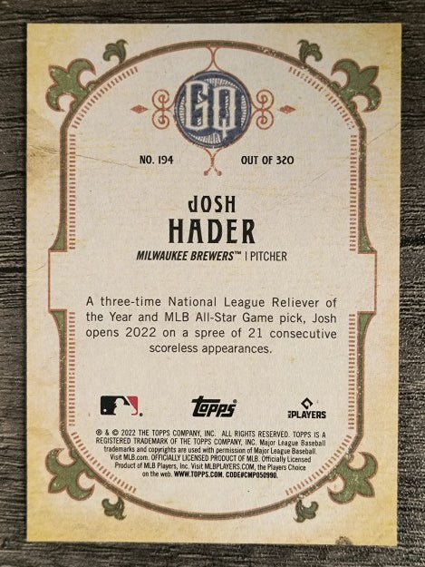 2022 Topps Gypsy Queen #194 Josh Hader