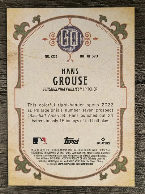2022 Topps Gypsy Queen #203 Hans Crouse RC