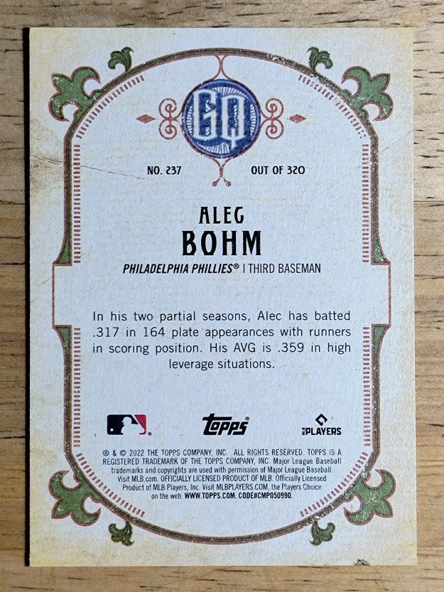 2022 Topps Gypsy Queen #237 Alec Bohm