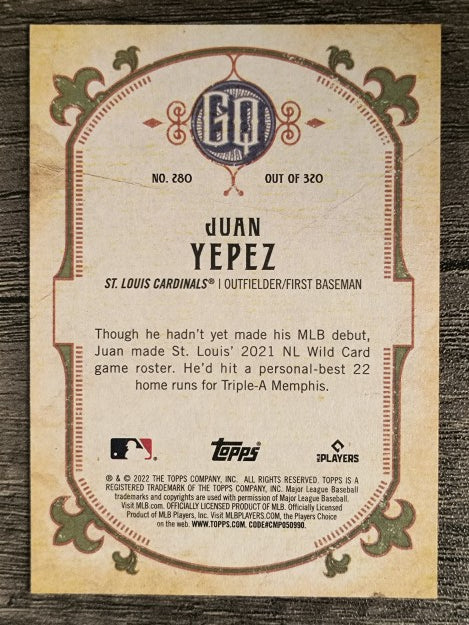 2022 Topps Gypsy Queen #280 Juan Yepez RC