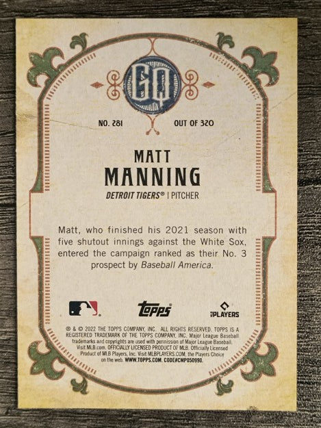 2022 Topps Gypsy Queen #281 Matt Manning RC