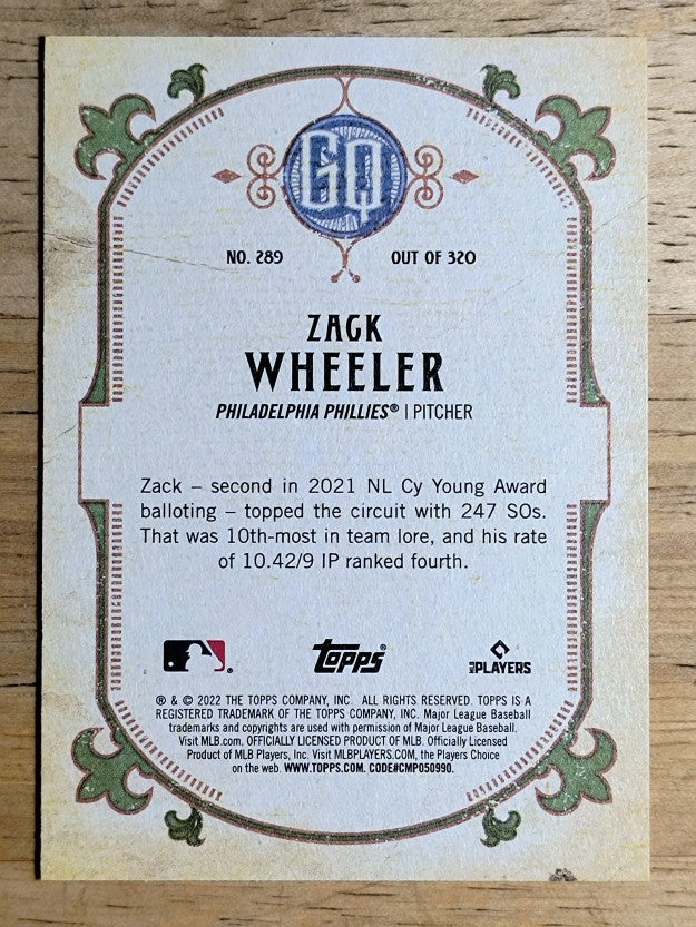 2022 Topps Gypsy Queen #289 Zack Wheeler