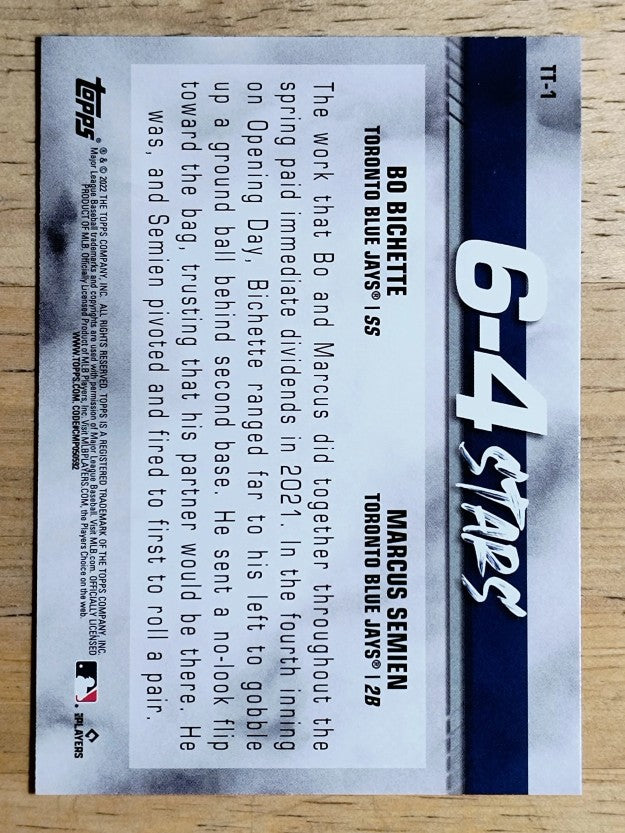 2022 Topps 6-4 Stars #TT1 Marcus Semien/Bo Bichette
