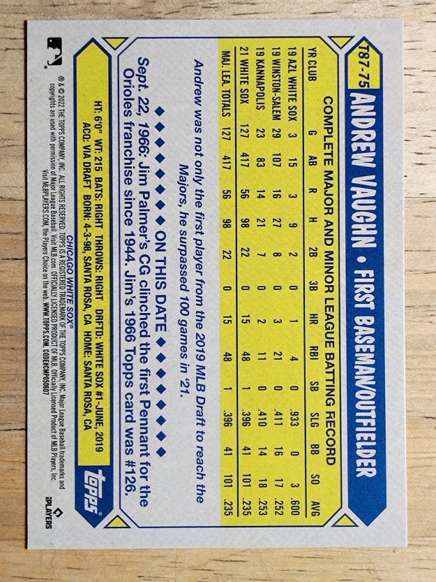2022 Topps '87 Topps #T8775 Andrew Vaughn