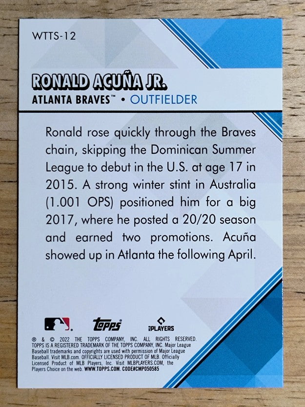 2022 Topps Welcome to the Show #WTTS12 Ronald Acuna Jr.