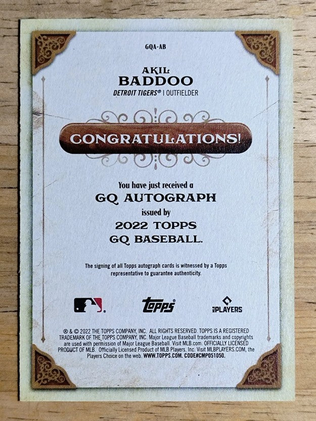 2022 Topps Gypsy Queen Autographs #GQAAB Akil Baddoo