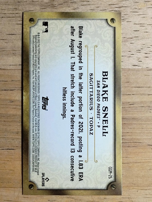 2022 Topps Gypsy Queen GQ Gems Minis #GGM25 Blake Snell